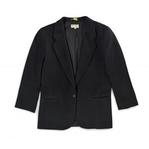 Vintage LL Bean Wool Cashmere Black Blazer Jacket Women’s Size 10R USA Made